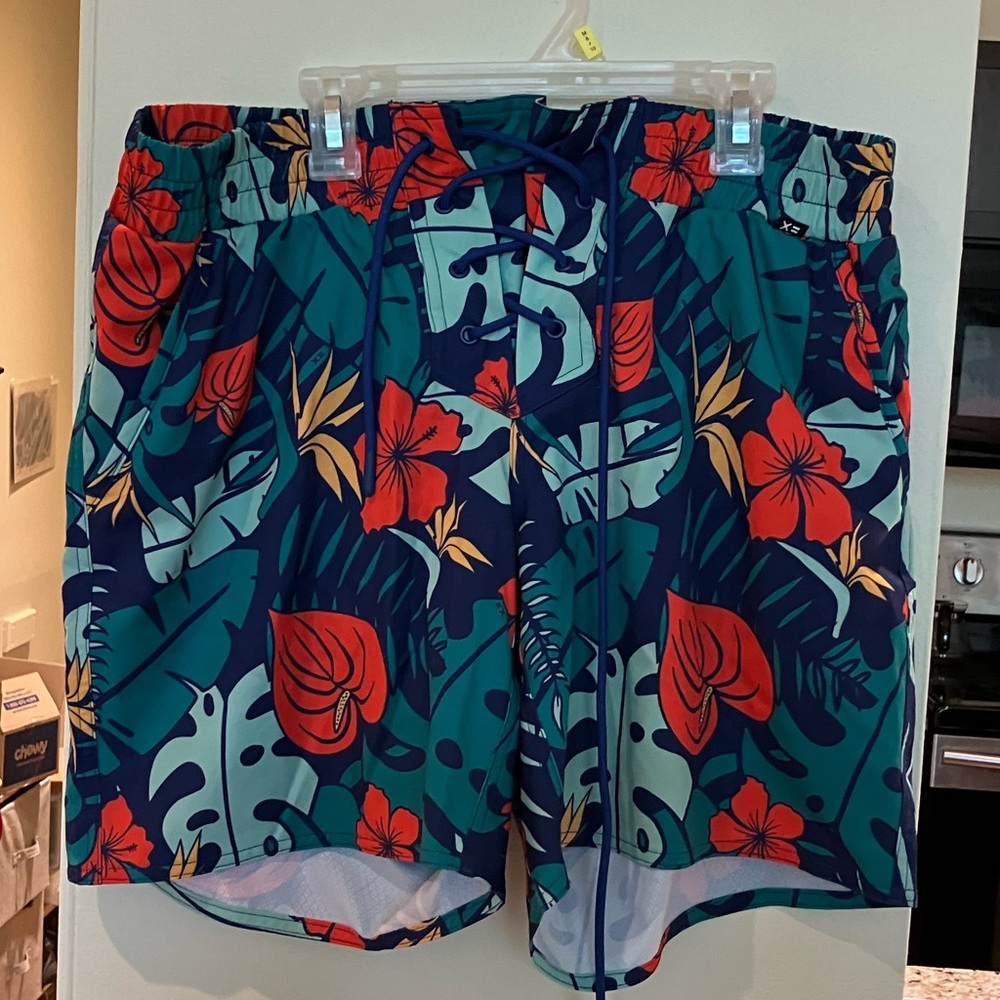 Tropical Floral Lined Swim Trunks